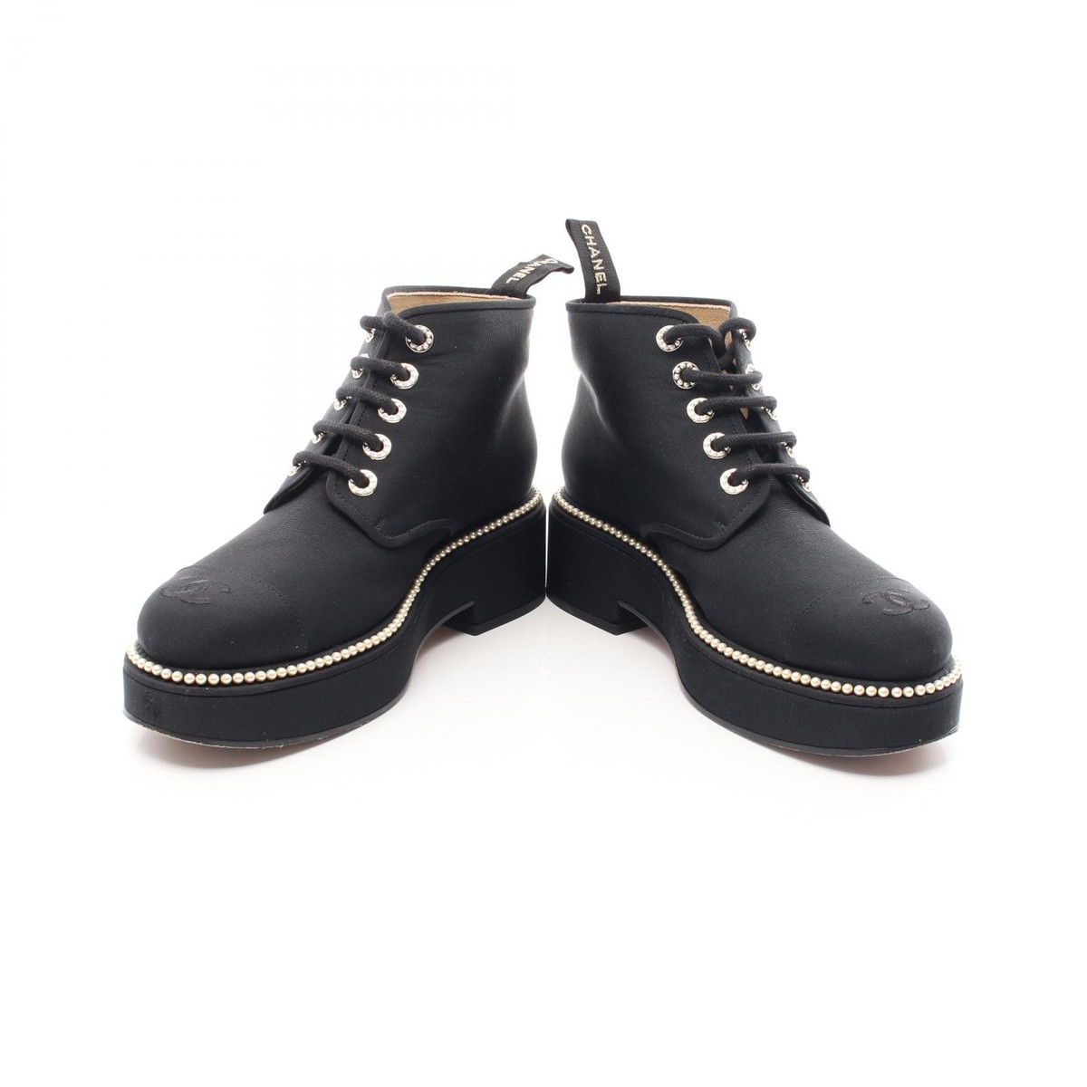 CHANEL ココヌワール CHANEL COCO Mark boots G35367 Fabric Black Used Women | eBay