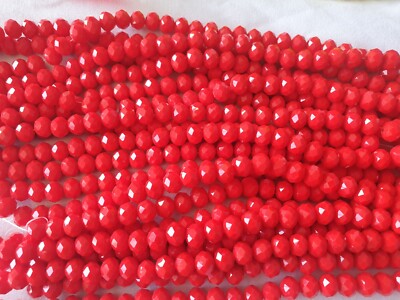 Restposten 10 Schnüre (650 Perlen) 8mm Hellrot Massiv Qualität Kristallperlen Neu
