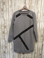 Mark. Womens Quilted Sweater Dress Sheath Sweatshirt Gray Embellished Medium 