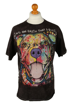 90s Retro 3D Tees T Shirt Tee Slogan Crew Neck Dog Printed Black Size L-TS597