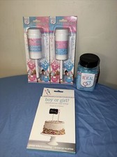 Baby Boy gender reveal kit confetti cannon and cake topper package set NEW 