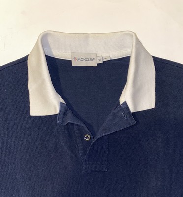 Moncler Maglia Polo Manica Corta Blue Shirt Sleeve Logo Mens Sz S $300 Retail
