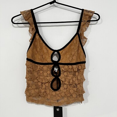 I.AM.GIA. Serenity Women's Lace Cutout Crop Tank Top Size XS Sleeveless Flutter