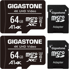 64GB 2-Pack Micro SD Card, 4K UHD Video, Surveillance Security Cam Action Camera
