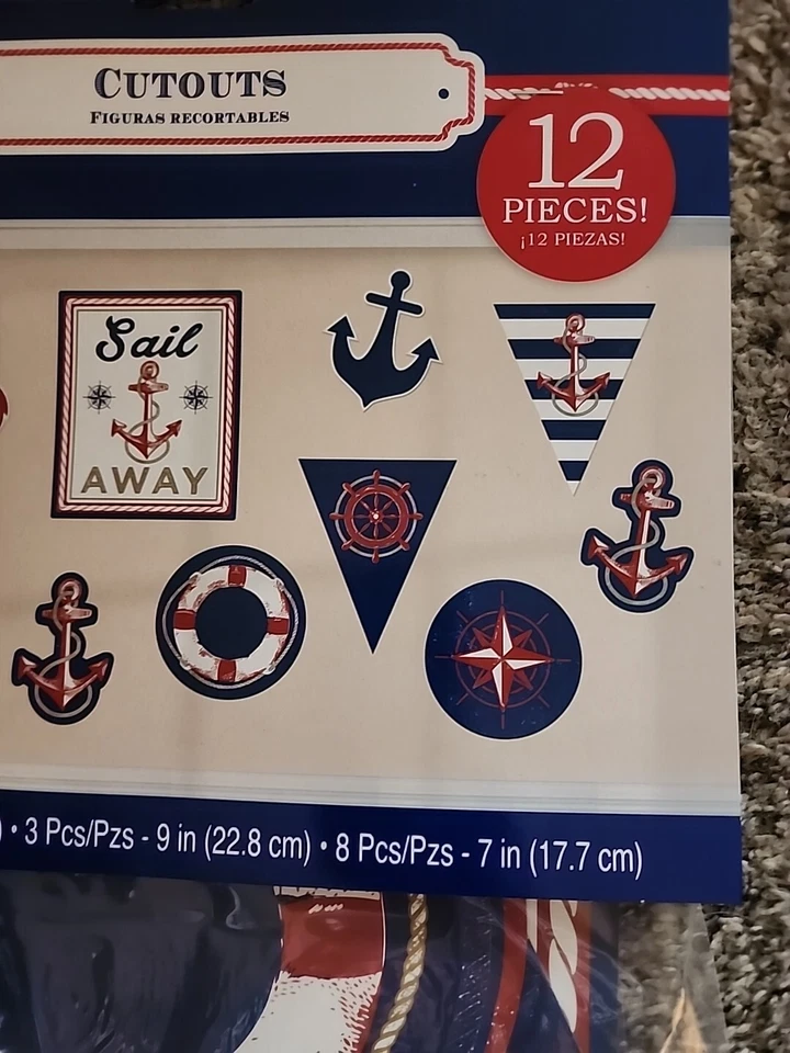 Recortes náuticos Amscan paquete económico de 12 piezas fiesta celebración varios estampados y tamaños Foto 4 de 4