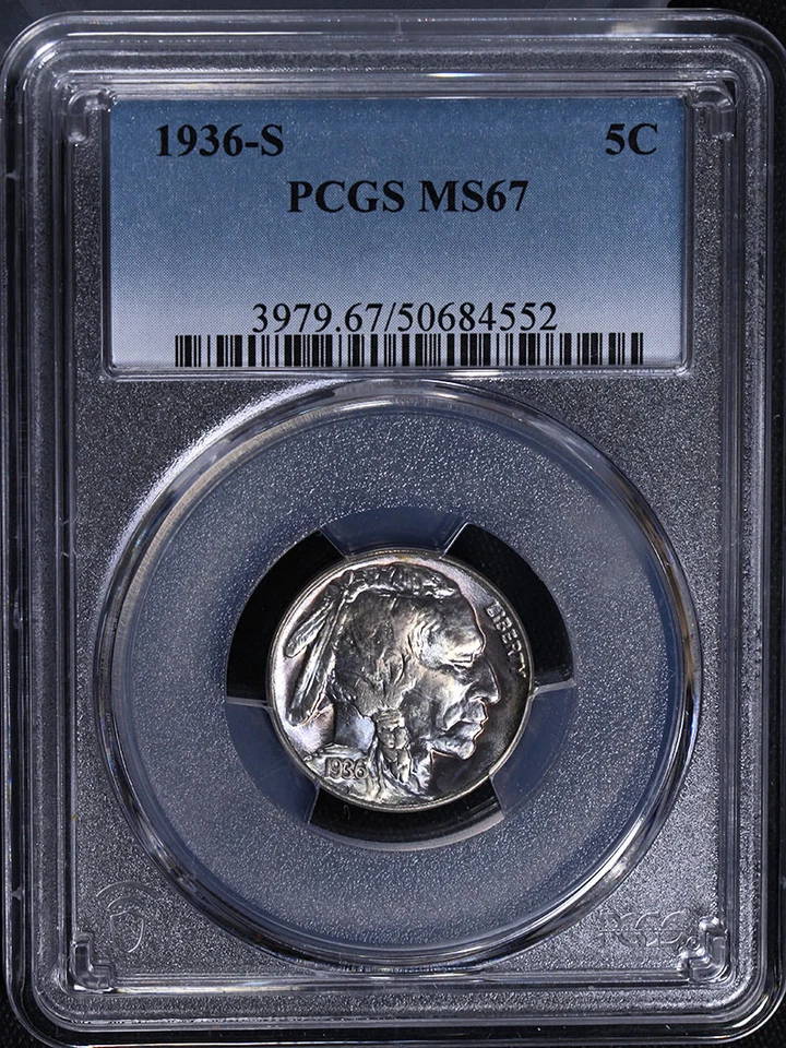 1936-S Buffalo Nickel PCGS MS67 Superb Eye Appeal Strong Strike - Image 3 of 4