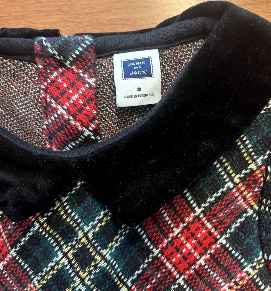 Vestido de Natal xadrez vermelho/verde Janie and Jack "presente de férias" tamanho 3 - Imagem 3 de 4