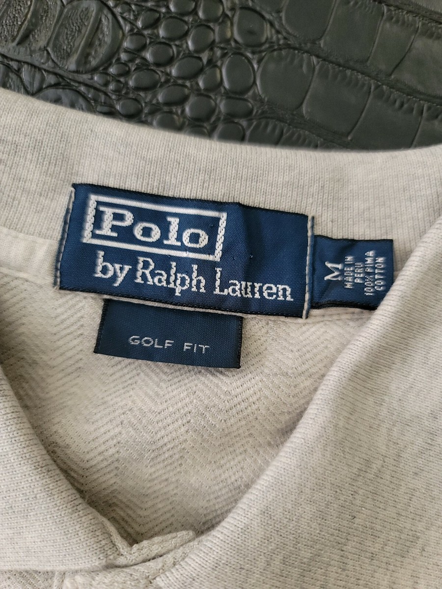euc vintage Polo Ralph Lauren sz M grey golf fit 3 button rugby
