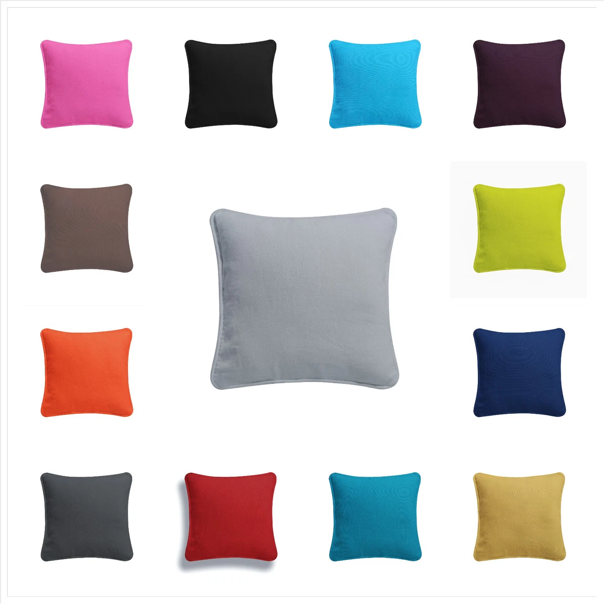 Cushion Covers Cotton Plain Dyed Zipped Pipe Edge Colorful Cushion Covers 16x16