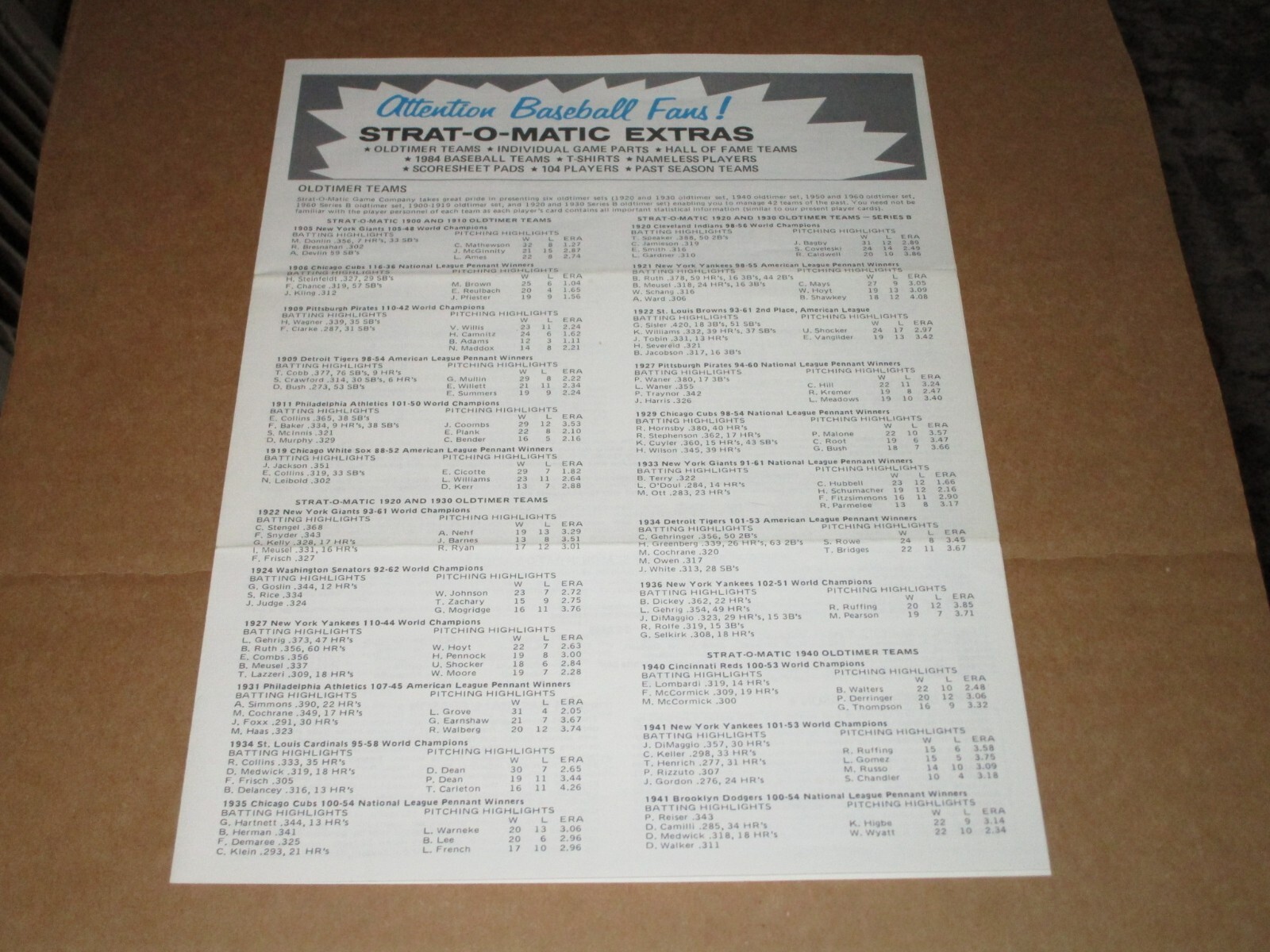 1984 STRAT O MATIC BASEBALL ORDER FORM COUPON EBay 1984 STRAT O MATIC BASEBALL ORDER FORM COUPON EBay