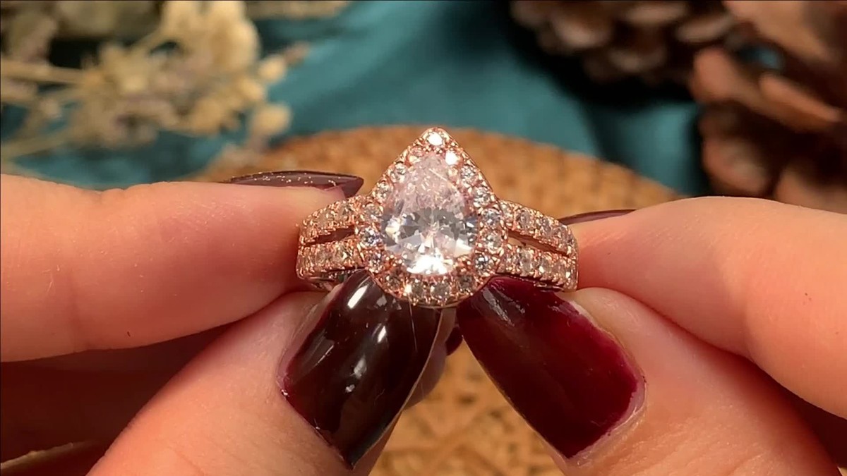 Rose Gold Wedding Band For Pear Shaped Diamond Rose Gold Halo Pear