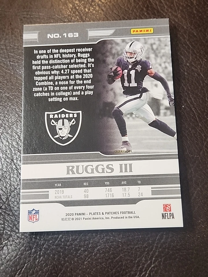 2020 Panini Plates & Patches #163 Henry Ruggs III Rookie #/99 - Image 2 of 2