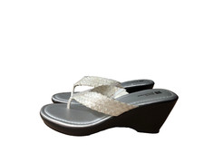 White Mountain Womens Wishlist Platform Thong Wedge White Woven Size 10M