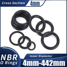 O-Rings NBR Nitrile Rubber 4mm-442mm ID Oil Resistant Seals 4mm Cross Section