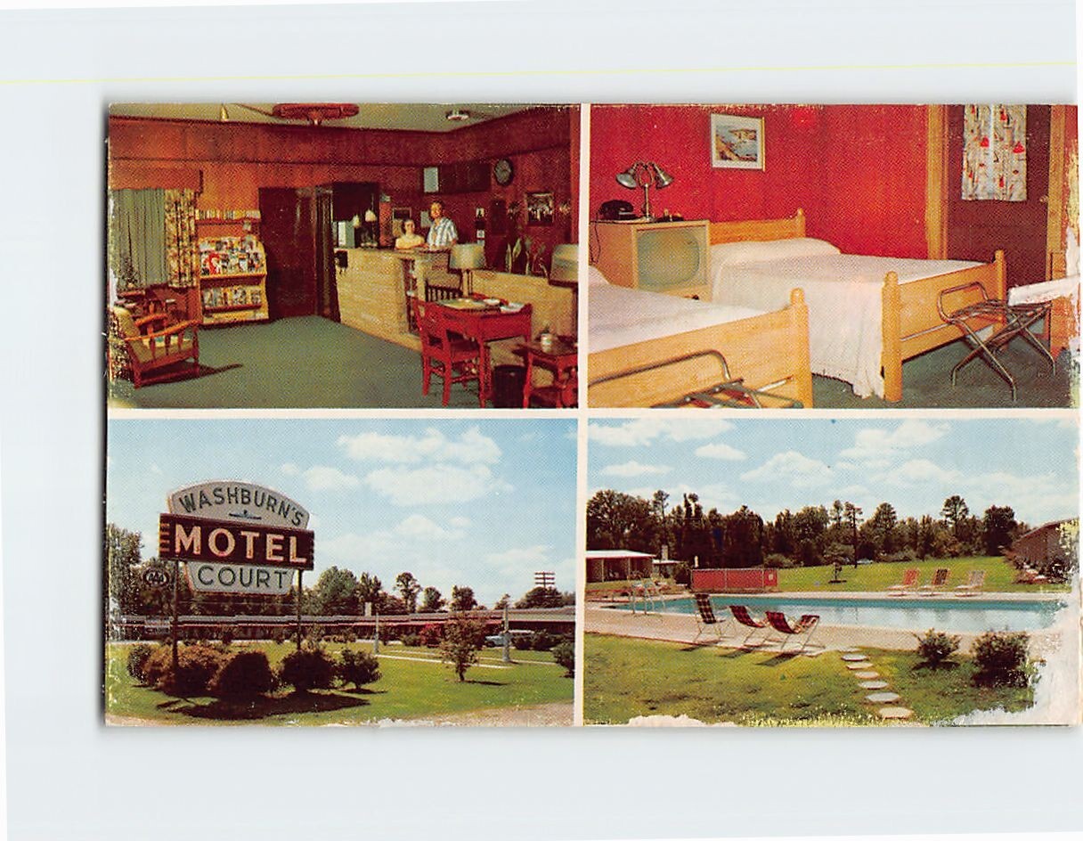 Postcard Washburn's Motel Court Rocky Mount North Carolina USA