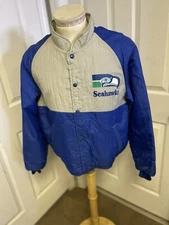 VINTAGE Swingster Owens Corning Coat Jacket NFL Seattle Seahawks Blue Gray