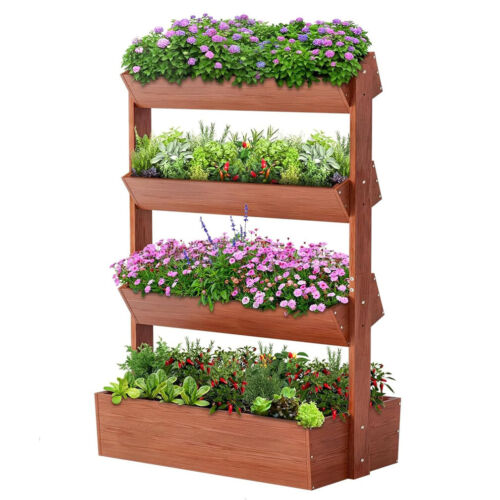 Vertical Garden Planter 4 Tier Planter Box for Outdoor Flowers Vegetable Herbs - Picture 7 of 16