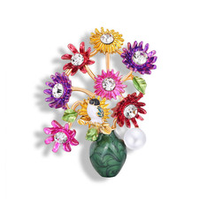 Enamel Flower Brooches For Women Weddings Banquet Party Brooch Pins Gifts