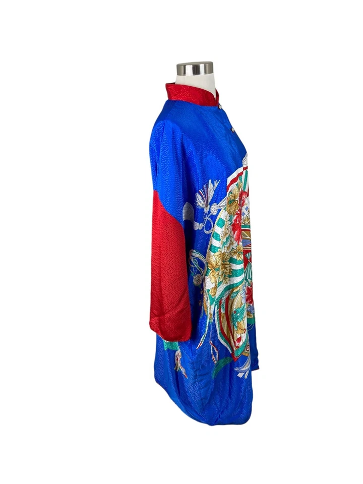 Vintage MARY McFADDEN 80s Asian novelty Art to Wear House Dress Kaftan OS - Image 2 of 4