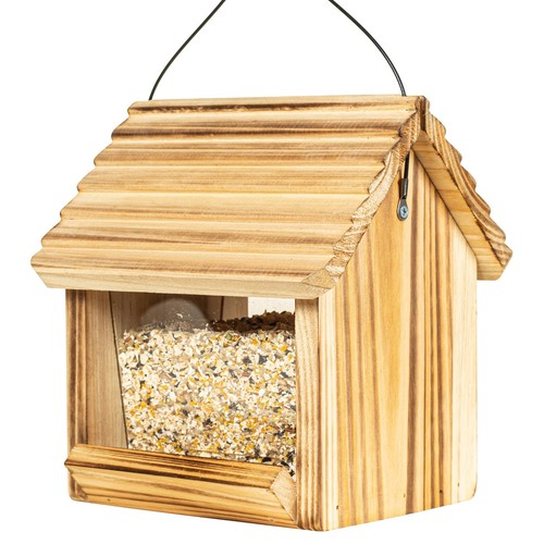 Bird Feeders for Outdoors,Wooden Unique Seed Sunflower Food Feeder Blue Cardi...