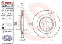 2X Bremsscheibe Hinten Brembo 09B04011 FÜR Audi Bremsscheiben Scheibenbremse
