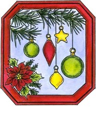 Christmas Poinsettia Ornaments Wood Mounted Rubber Stamp NORTHWOODS MM11650 New
