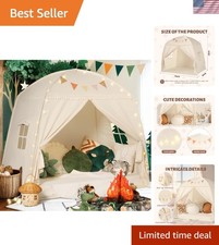 Kids Indoor Teepee Tent with Flags Star Lights - Ideal for Play Relaxation
