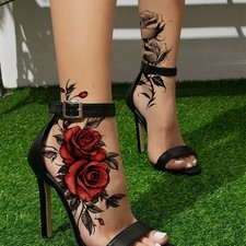 Colorful Rose Floral Temporary Tattoo Stickers Body Art Waterproof Feet Arm Leg