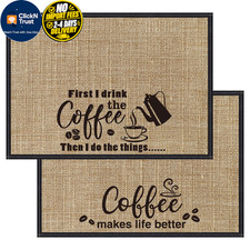 Cunhill 2 Pcs 20 x 14 Inch Coffee Placemats for Countertop, Large, Cute Style