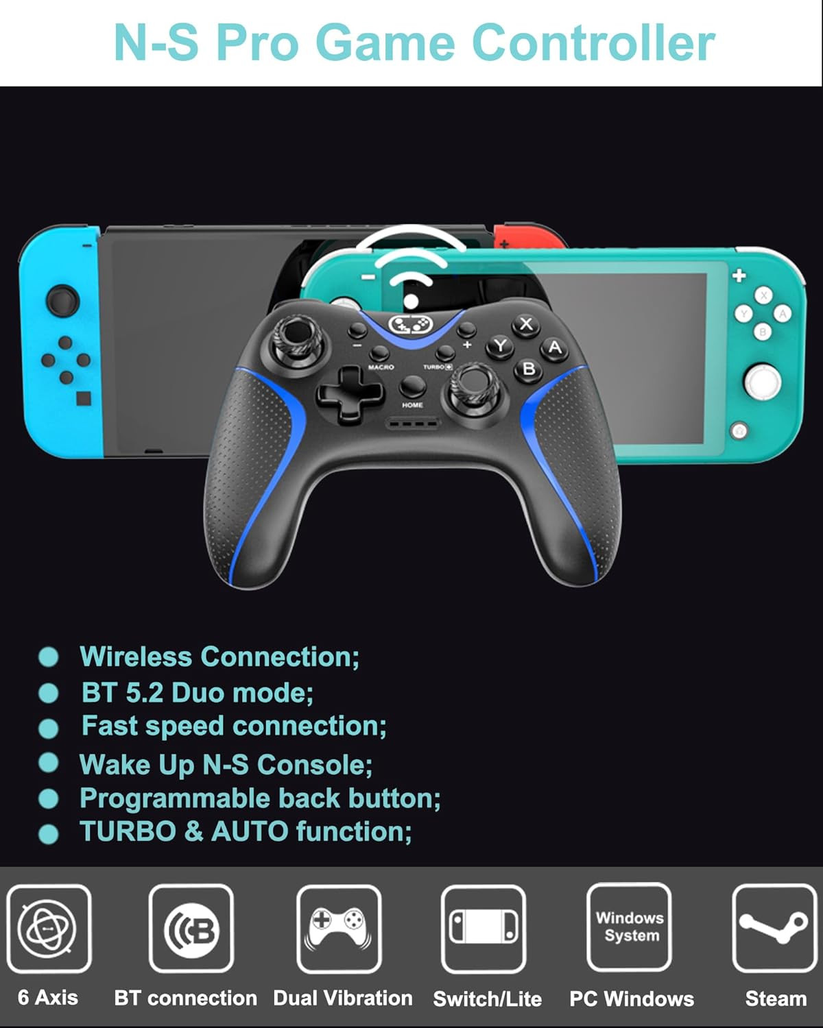Controller Switch Pro Wireless Cehensy - Zero Lag e Macro Programmabili - 2
