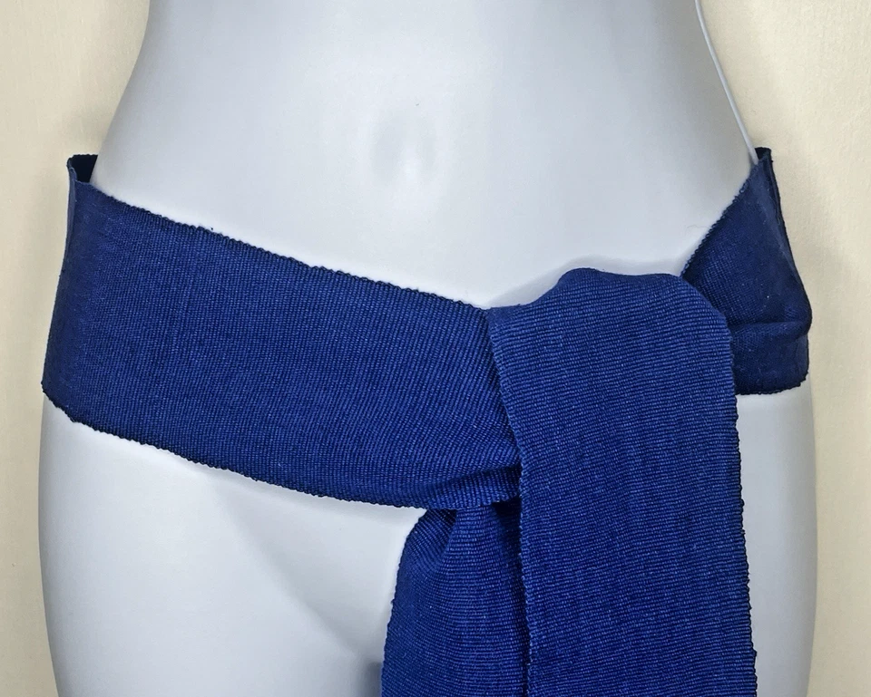 Nuevo de Lote Antiguo Hippie Boho Festival Coachella Guatemala Azul Cobalto Tela Algodón Faja Cinturón Foto 2 de 4
