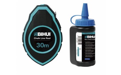 BIHUI Schlagschnur 30m mit Kreidepulver blau