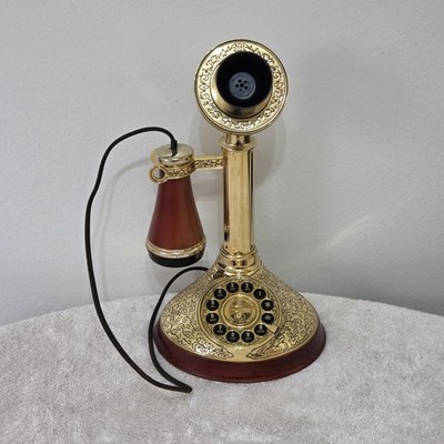 Classic American Candlestick Phone TT Systems Telephone Model HAC TTS-3000 Brass