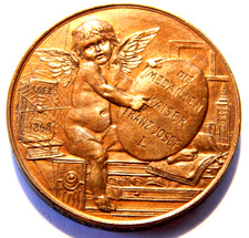 1894 RARE ALOIS ALAN RICHTER 32MM BRZ BY FRANZ PAWIK,FRANZ JOSEF I KAISER MEDAL