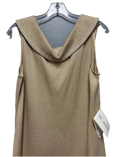 Neu mit Etikett St John Evening Santana-Kleid goldfarben Perlen und Kristall verziert Größe 14 $ 1250