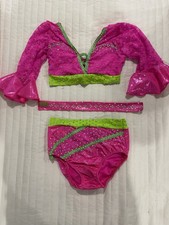 Custom Girls Pink/ Neon Jazz Funk Dance Costume: Size 10/12