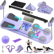 Pilates Board, Foldable Pilates Reformer Set for Home Workout with Timer, Multif