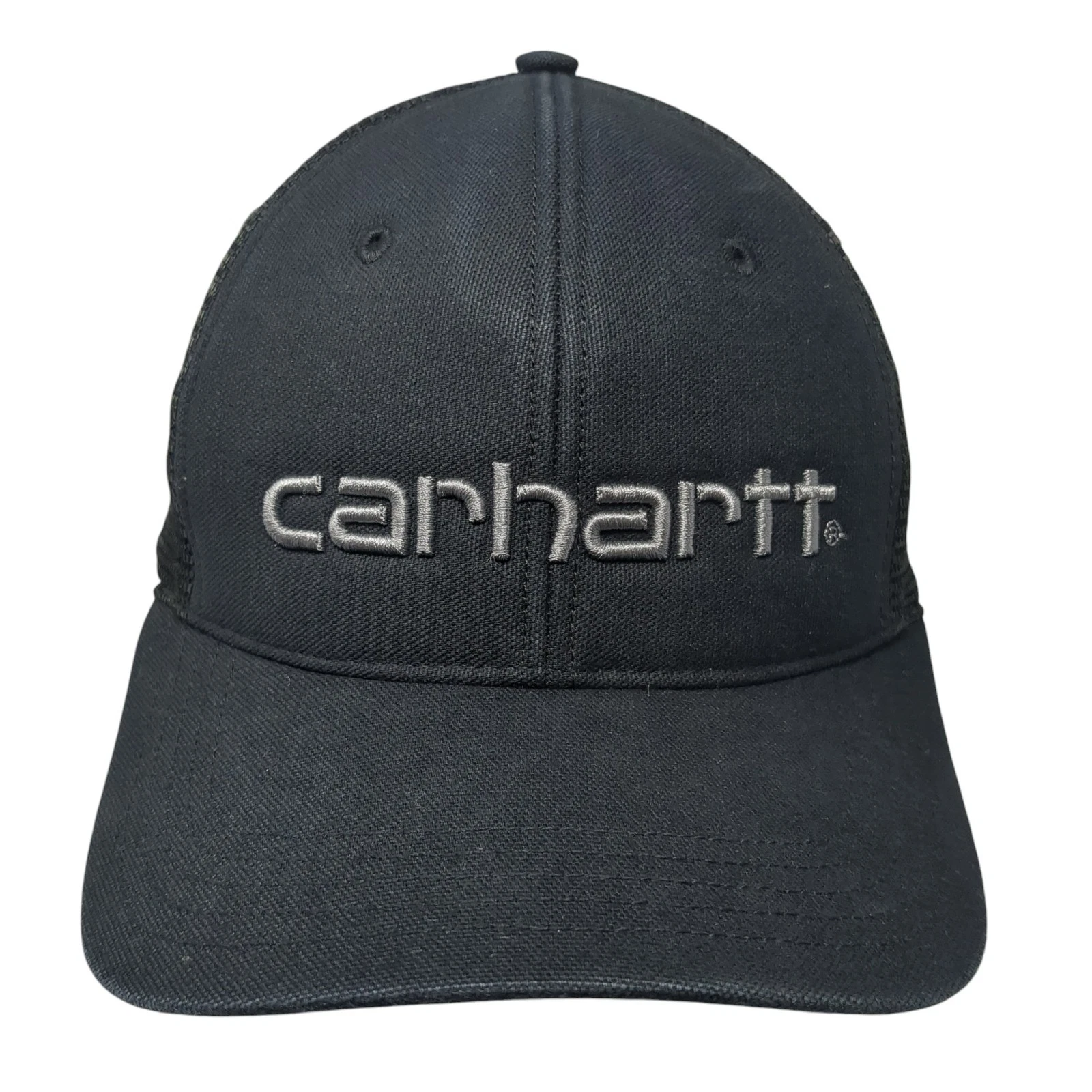 Carhartt Snapback Trucker Hat Black One Size Adjustable Embroidered Mesh Back