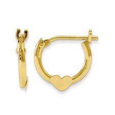 Madi K Kid's Earrings 14k Yellow Gold Heart Hollow Hoop, Nickel Free