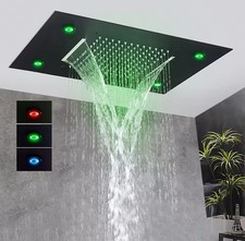 Miscelatore LED Doccia Set Incasso Soffione Cascata Nero doccetta  Cromato