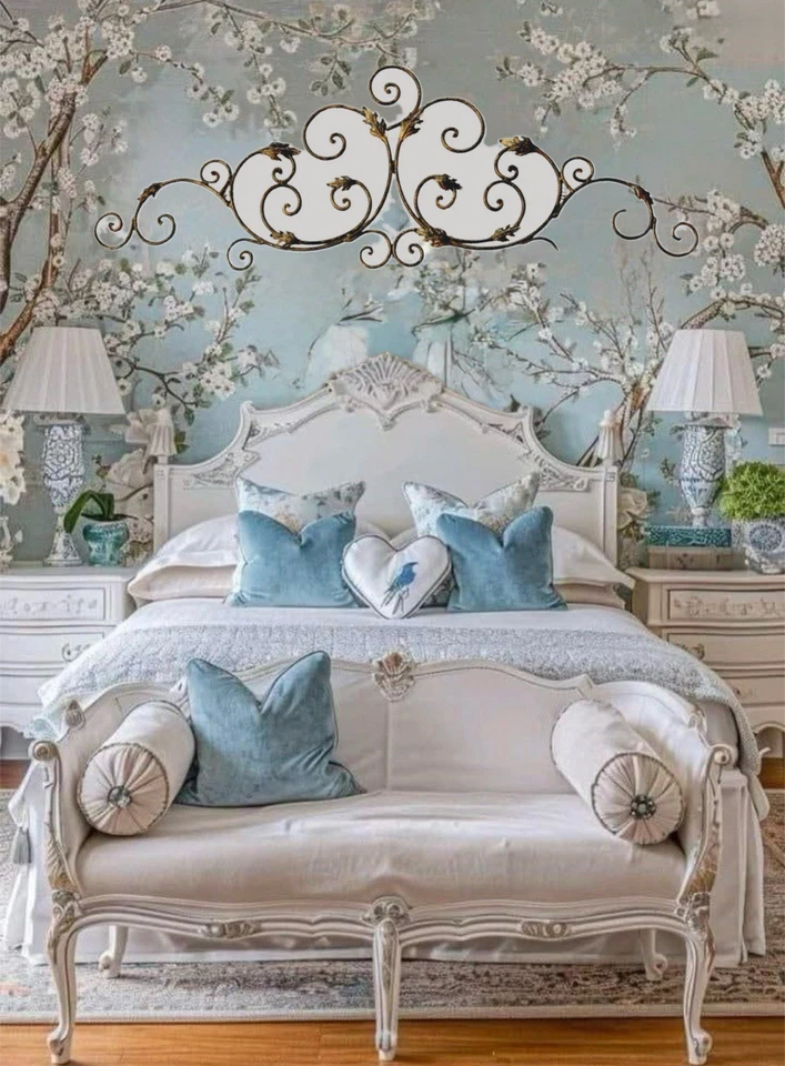 "Placa de pared de hierro Fleur de Lis del viejo mundo país francés decoración Shabby Chic de colección 46""" Foto 2 de 4