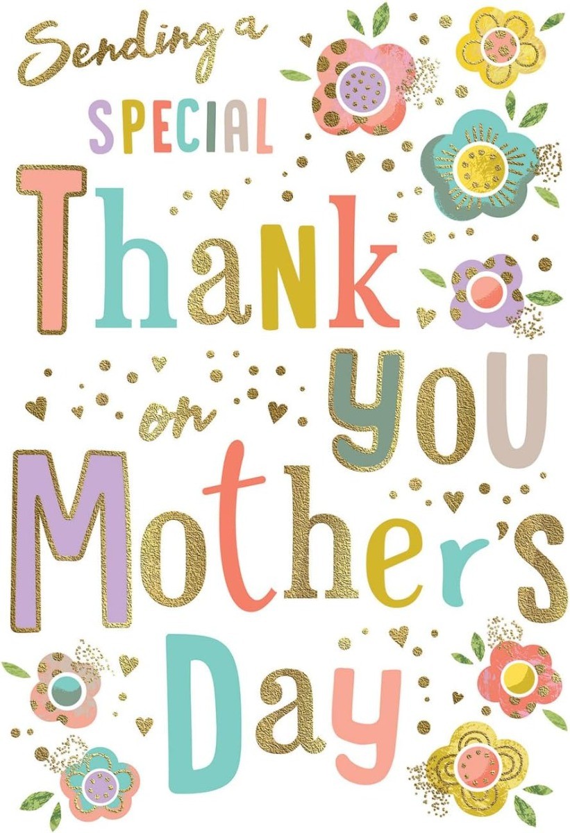 Mum Happy Mother's Day Card. Thank You. 23x15cm (9x6 Inches)