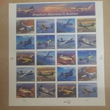 US American Advances In Aviation 37c Stamp Sheet Scott #3916-3925
