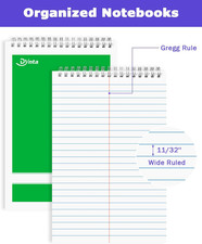 Steno Pads Spiral 6X9 12 Pack Gregg Rule Notebooks 6 Assorted Covers 60 Sheets