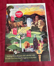 1949 Coca-Cola Full Color Magazine Ad Highway US Vending Machines Schlitz Ad