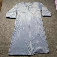 Miss Elaine Nightgown Housecoat Womens Petite Large Zip Soft Blue Grandma core