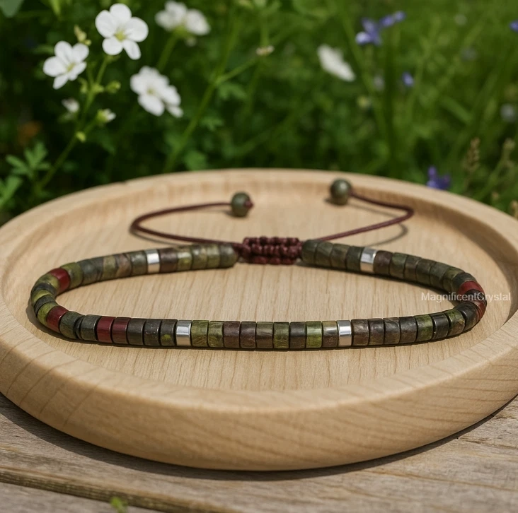 Pulsera Piedra de Sangre Tubo Cuentas Piedra Joyería Energía Curativa Mujeres Hombres Regalos Foto 2 de 4