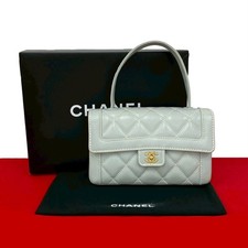 Chanel Matelassé Wild Stitch Leather Handbag Women Blue One Size