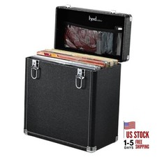 Record Storage Case Holds 30 Single Records 12-inch Vinyl Turntable Black