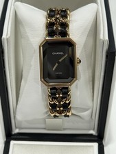 CHANEL Premiere 20mm Yellow Gold Plated Case with Black and Gold Strap...